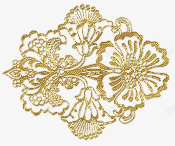 金色烫印花朵底纹png免抠素材_新图网 https://ixintu.com 底纹 时尚 花朵 装饰花纹 金色