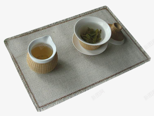 两杯茶茶席png免抠素材_新图网 https://ixintu.com 两杯茶 布料 布艺茶席 席子 茶具 茶席 茶水