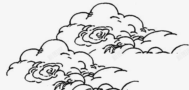 黑色线条云朵七夕png免抠素材_新图网 https://ixintu.com 七夕 云朵 线条 黑色