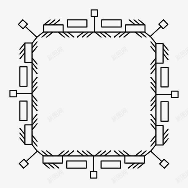 正方形图形png免抠素材_新图网 https://ixintu.com 线条 背景 边框 黑色
