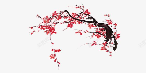 喜庆中国风冬日红色寒梅png免抠素材_新图网 https://ixintu.com 中国风 冬日 喜庆 寒梅 红色