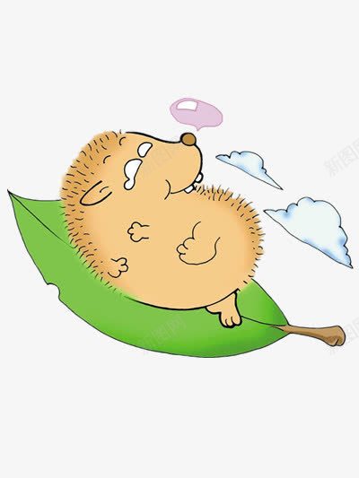 睡在树叶上的刺猬png免抠素材_新图网 https://ixintu.com 刺猬 卡通 树叶