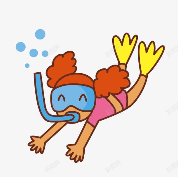 潜水女孩png免抠素材_新图网 https://ixintu.com 卡通 可爱 女孩 潜水 潜水女孩