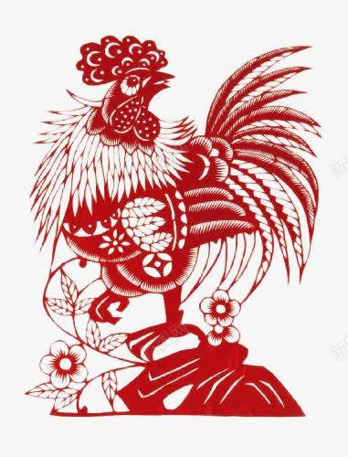 窗花剪纸雄鸡png免抠素材_新图网 https://ixintu.com 公鸡 剪纸 窗花 红色