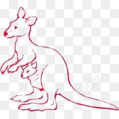 卡通手绘袋鼠png免抠素材_新图网 https://ixintu.com 母子 红色 袋鼠