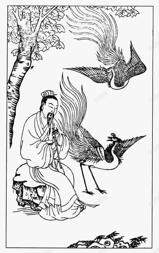 迎风的诗人png免抠素材_新图网 https://ixintu.com 古人 树 矢量素材 诗人 风吹效果 鸟