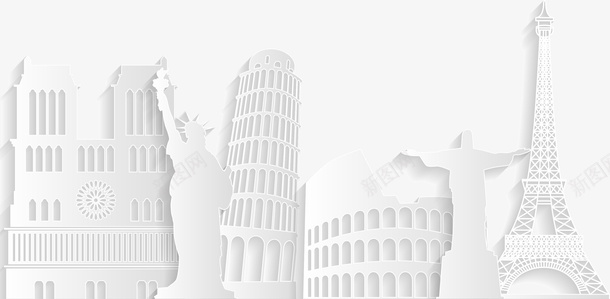 扁平建筑物剪影png免抠素材_新图网 https://ixintu.com 建筑物 扁平 旅行 清新 简约