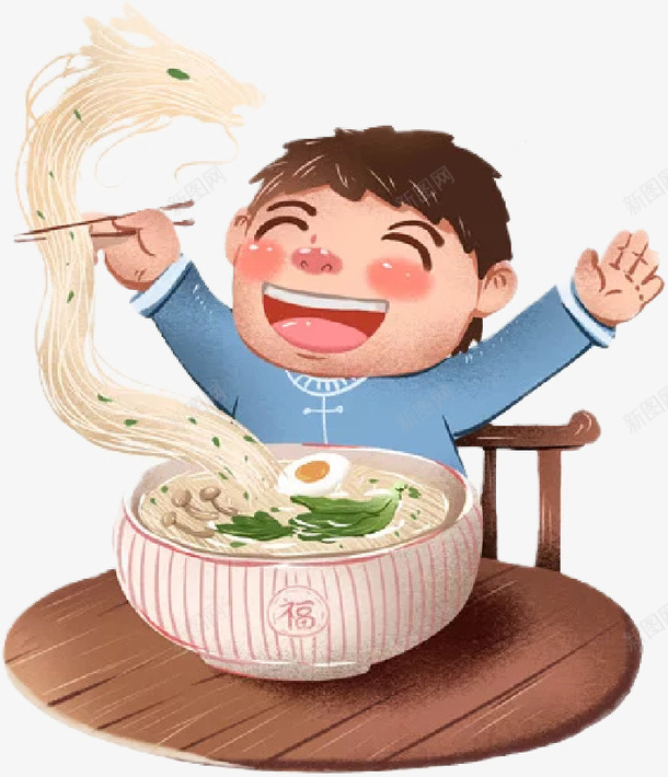 龙抬头吃龙面png免抠素材_新图网 https://ixintu.com 二月二 吃面 吃面插画 节日 龙抬头