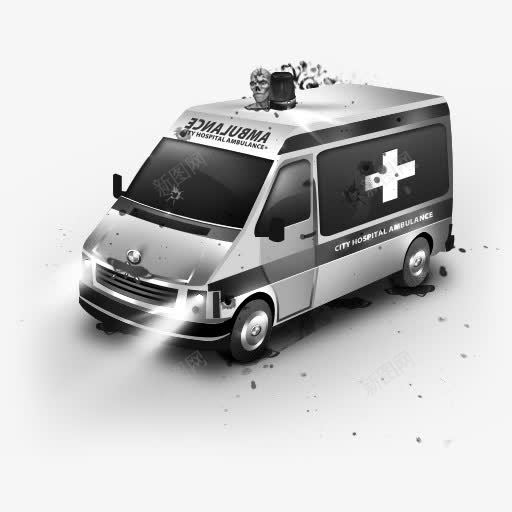 灰色僵尸救护车车Zombiepng免抠素材_新图网 https://ixintu.com Ambulance Grey Zombie car 僵尸 救护车 灰色 车