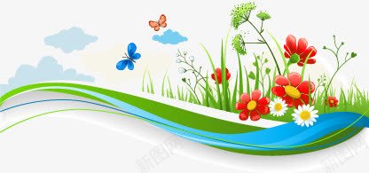 卡通清新春天花丛矢量图ai免抠素材_新图网 https://ixintu.com 卡通 春天 清新 花丛 矢量图