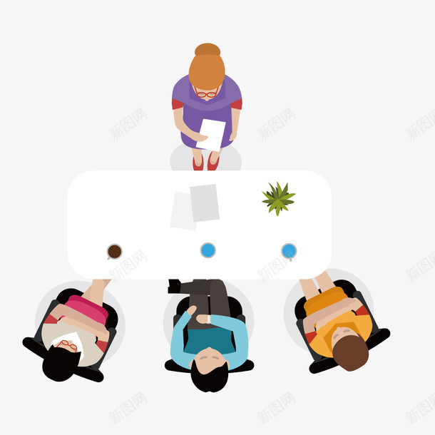 开会讨论工作人员图png免抠素材_新图网 https://ixintu.com 办公室 办公桌 咖啡 工作人员 开会 文件 汇报