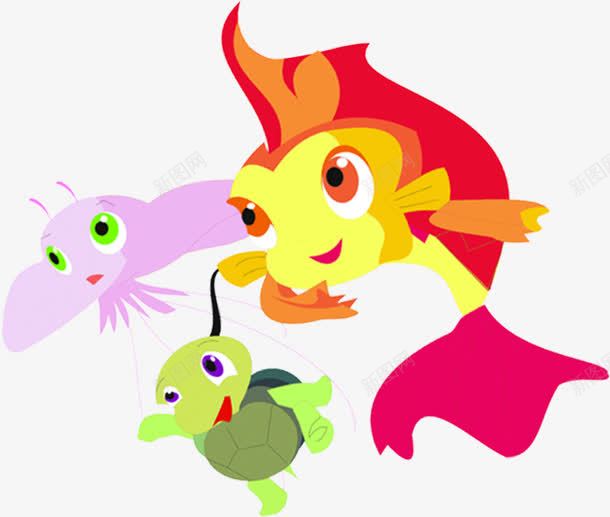 手绘卡通鱼儿海洋生物png免抠素材_新图网 https://ixintu.com 卡通 海洋生物 鱼儿