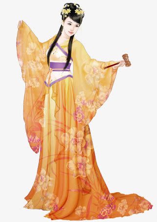 黄色花裙头饰女子png免抠素材_新图网 https://ixintu.com 头饰 女子 花裙 黄色