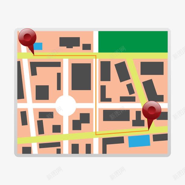 彩色质感地图路线图png免抠素材_新图网 https://ixintu.com 地图 彩色 质感 路线图
