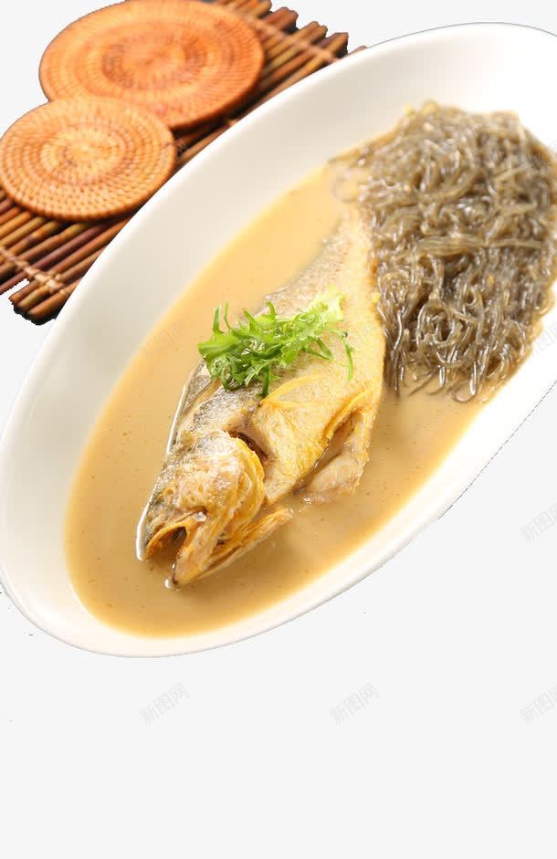 大黄鱼烧豆面png免抠素材_新图网 https://ixintu.com 中国菜式 大黄鱼 豆面 食物