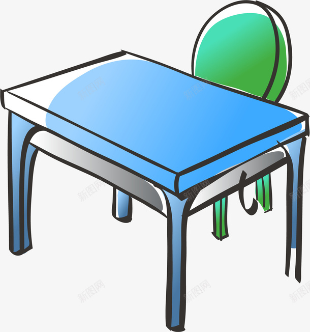 学生桌椅插画矢量图ai免抠素材_新图网 https://ixintu.com 免抠PNG 学生桌 学生椅 教室场景 桌椅 矢量图