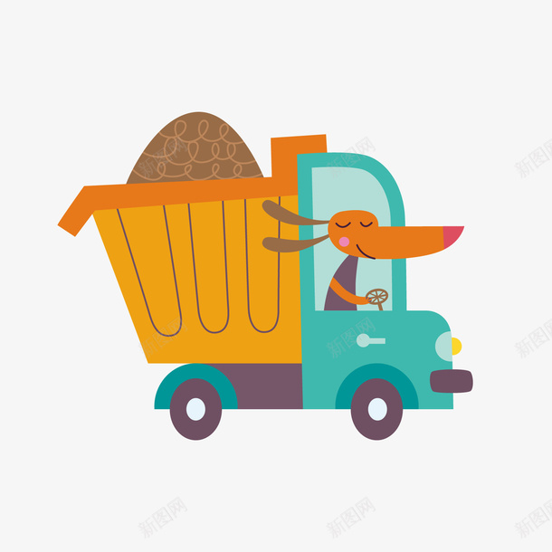 开大货车的动物png免抠素材_新图网 https://ixintu.com 交通工具 卡通动物 卡通货车 大货车 绿色