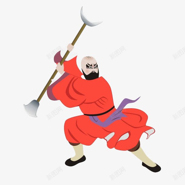 中国风脸谱插画鲁智深png免抠素材_新图网 https://ixintu.com 中国风 京剧 手绘 插画 水浒传 脸谱 花和尚 鲁智深