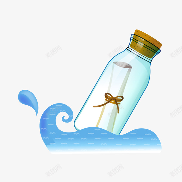 卡通手绘漂流瓶蓝色png免抠素材_新图网 https://ixintu.com 卡通 手绘 漂流瓶 蓝色