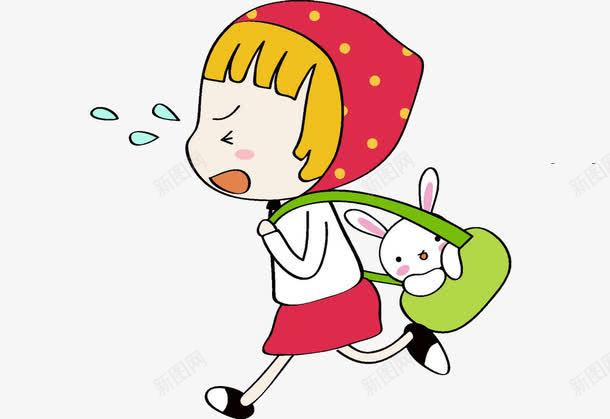 带头巾的小女孩png免抠素材_新图网 https://ixintu.com 书包 卡通人物 女孩 学生 背书包的学生
