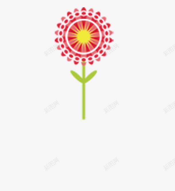 手绘太阳花png免抠素材_新图网 https://ixintu.com 卡通 太阳花 手绘 红色 绿色 花朵