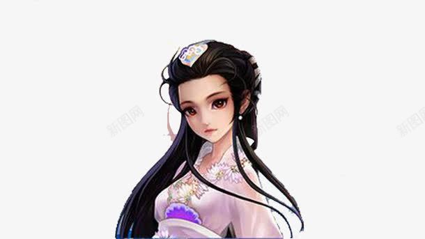 闭月羞花png免抠素材_新图网 https://ixintu.com 发饰 古装 大眼睛 长发