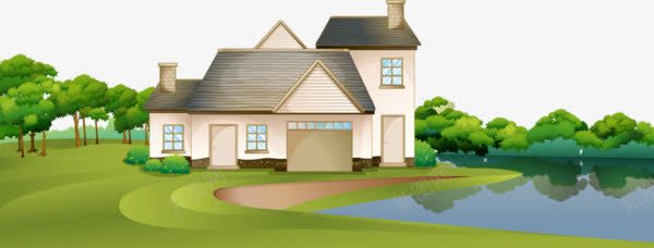 卡通别墅大房子大自然背景png免抠素材_新图网 https://ixintu.com 别墅 卡通手绘 大房子 大自然背景 连排别墅