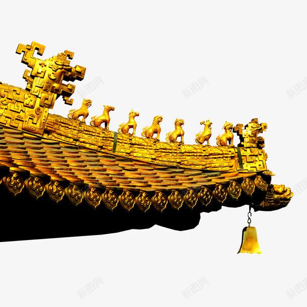 飞檐画脚深红色金色建筑png免抠素材_新图网 https://ixintu.com 建筑素材 金色建筑 金色素材 飞檐