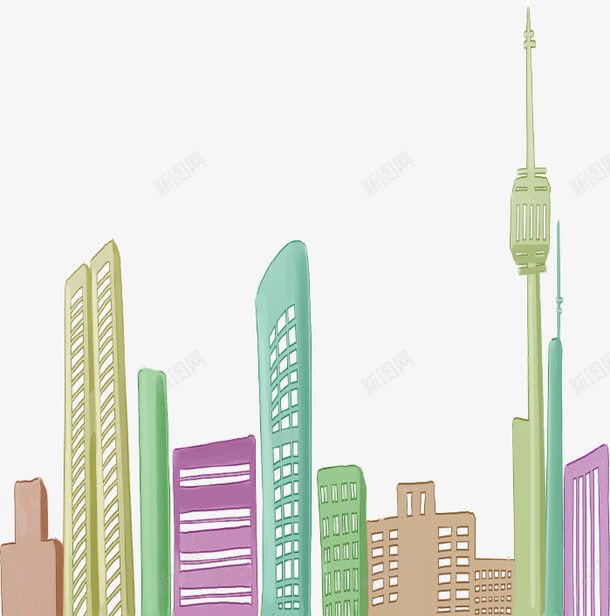 手绘彩色卡通大楼图案png免抠素材_新图网 https://ixintu.com 卡通 图案 大楼 彩色 手绘