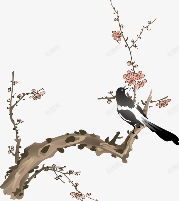 中国风花鸟png免抠素材_新图网 https://ixintu.com PNG 中国风 中式 植物 花卉 鸟语花香