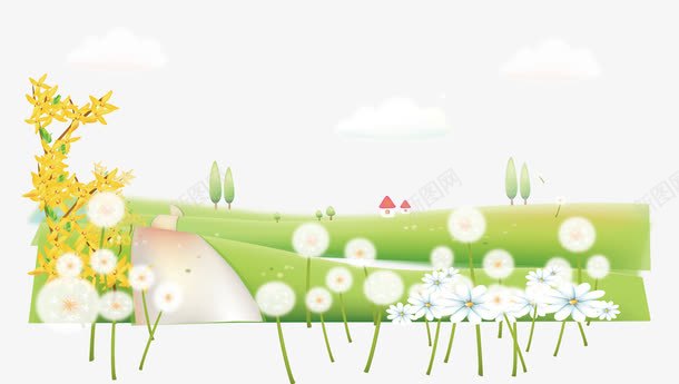 蒲公英矢量图ai免抠素材_新图网 https://ixintu.com 免费矢量下载 绿化带 绿色 草地 蒲公英 矢量图