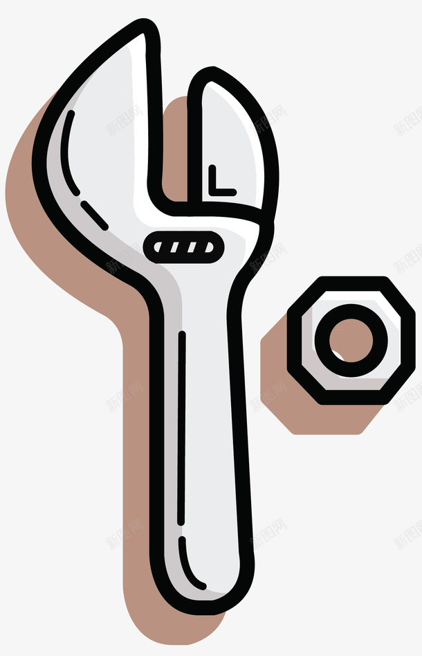 扳手螺丝卡通风格矢量图ai免抠素材_新图网 https://ixintu.com DIY工具 创作工具 卡通 工具 扁平风格 扳手螺丝 矢量DIY工具 矢量图