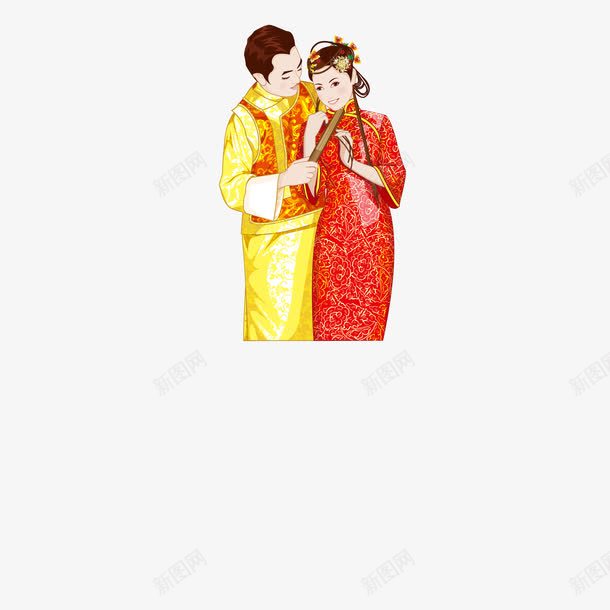 古装新郎新娘png免抠素材_新图网 https://ixintu.com 传统 卡通 古装 婚礼 新娘 新郎