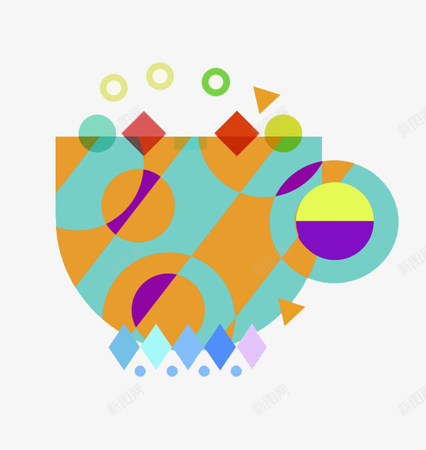 彩色创意不规则图形茶杯图png免抠素材_新图网 https://ixintu.com 不规则 创意 图形 彩色 手绘 茶杯 设计 重叠