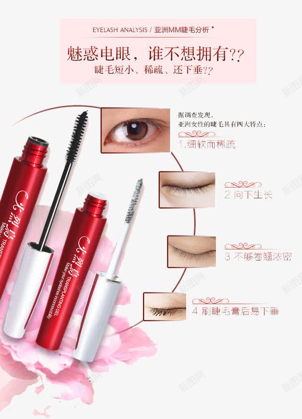 魅惑电眼睫毛膏png免抠素材_新图网 https://ixintu.com 产品实物 眼睛 睫毛膏 红管