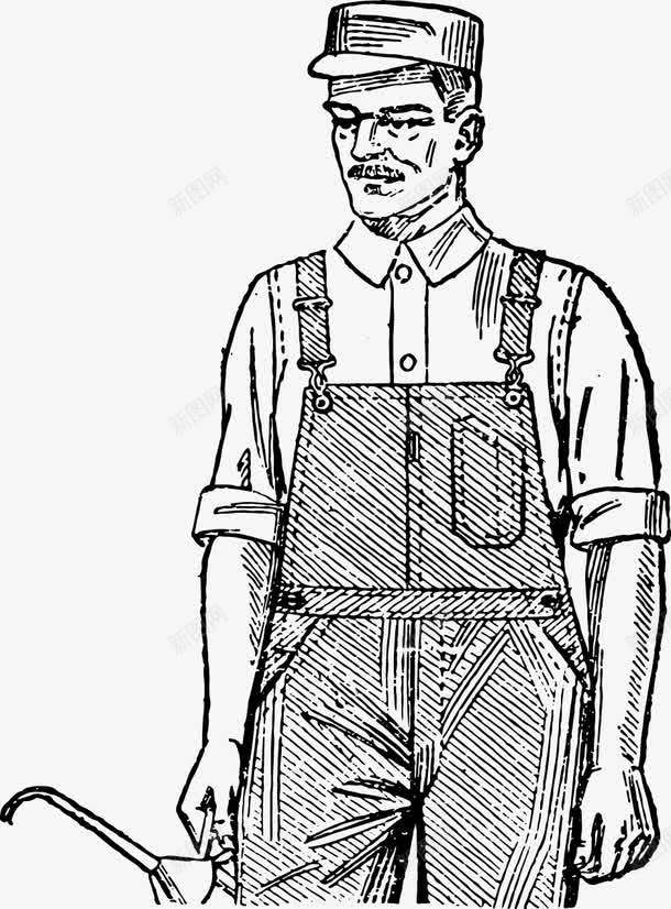 手绘人物png免抠素材_新图网 https://ixintu.com 农作人 卡通人物 铅笔画 黑白画