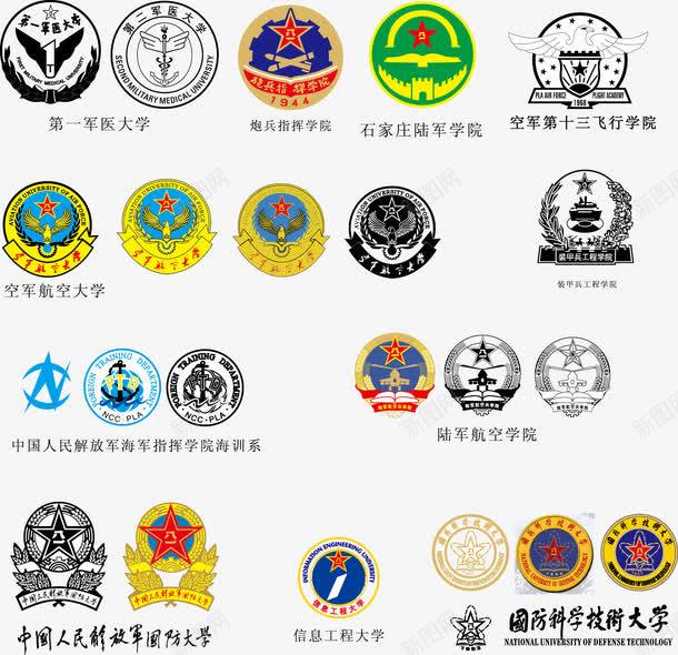 中国各军事院校徽标LOGO图标png_新图网 https://ixintu.com AI 中国 军校 标志 院徽