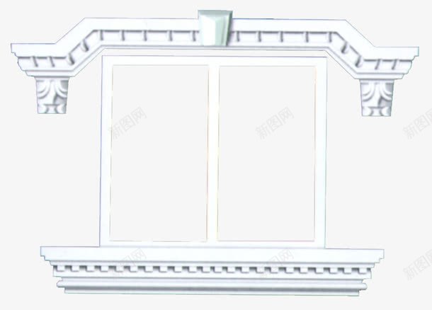 石膏雕花窗png免抠素材_新图网 https://ixintu.com 免抠图 方形 欧式 白色 石膏 窗 雕花