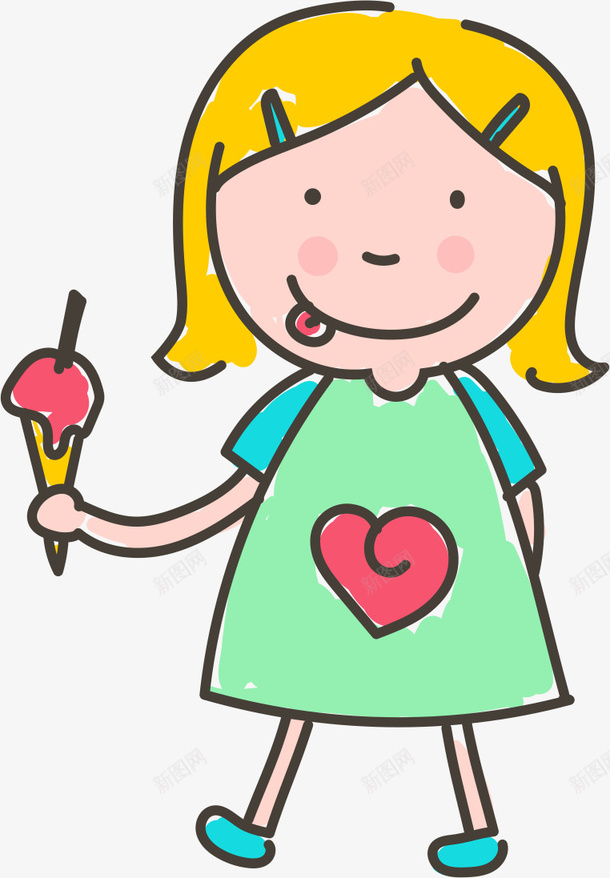 女孩矢量图ai免抠素材_新图网 https://ixintu.com 儿童 儿童节 冰淇淋 卡通 可爱 孩子 矢量图