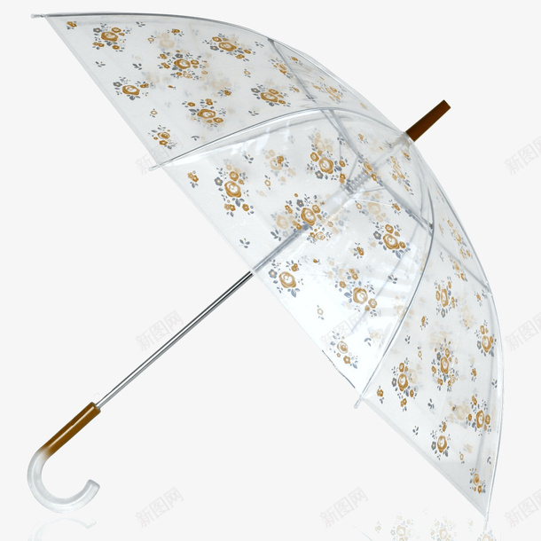 花儿图案透明伞png免抠素材_新图网 https://ixintu.com 伞 花儿图案 透明 透明伞 长柄伞