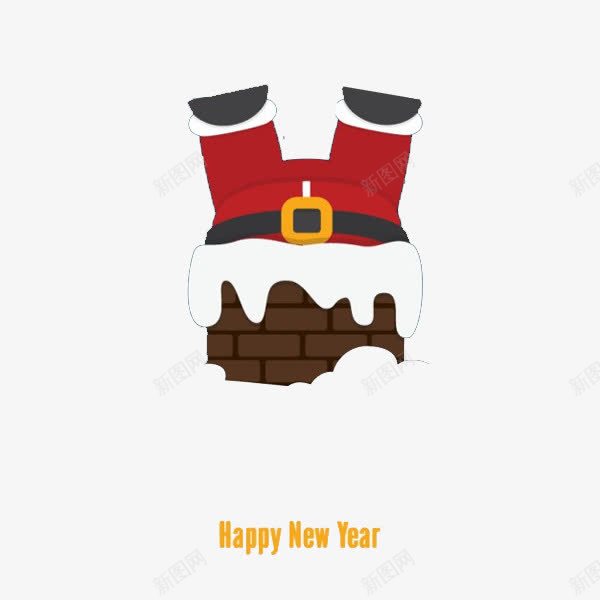 卡通圣诞老人钻烟囱png免抠素材_新图网 https://ixintu.com 卡通 圣诞老人 新年 烟囱