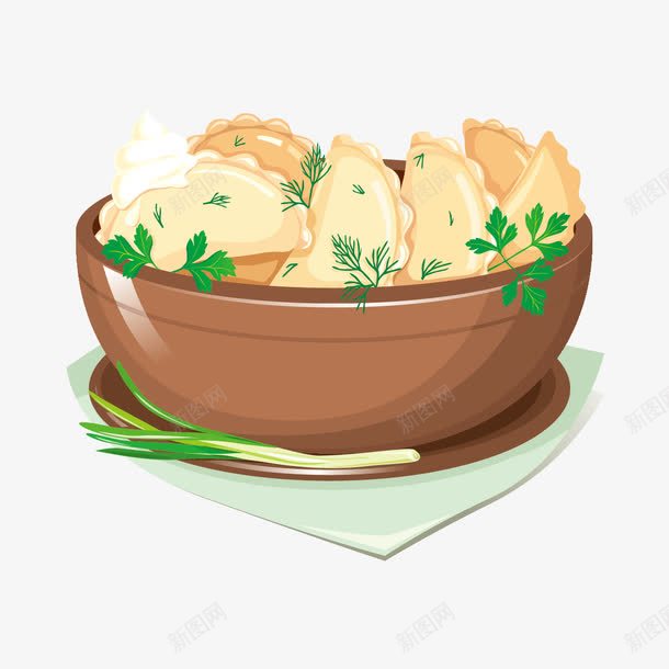 饺子png免抠素材_新图网 https://ixintu.com 碗 饺子 香菜