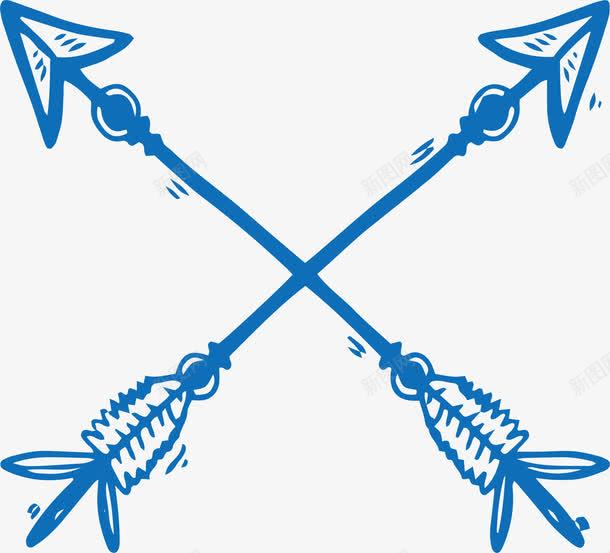 手绘交叉的弓箭png免抠素材_新图网 https://ixintu.com 交叉 交叉弓箭 弓箭 手绘弓箭 矢量png 蓝色弓箭
