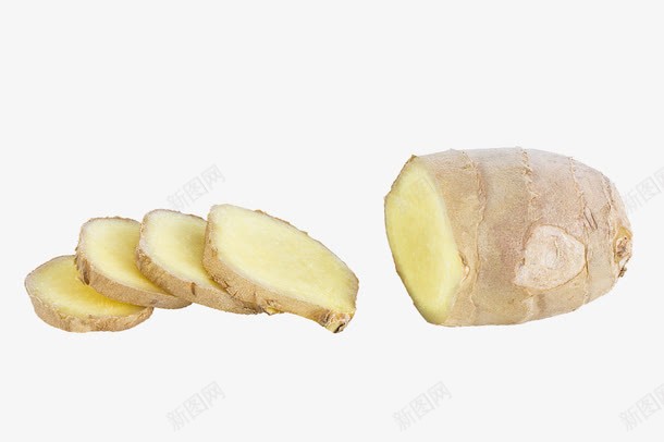 生姜与生姜切片png免抠素材_新图网 https://ixintu.com 健康饮食 烹饪 生姜 生姜片 生姜贴 老姜 调味品