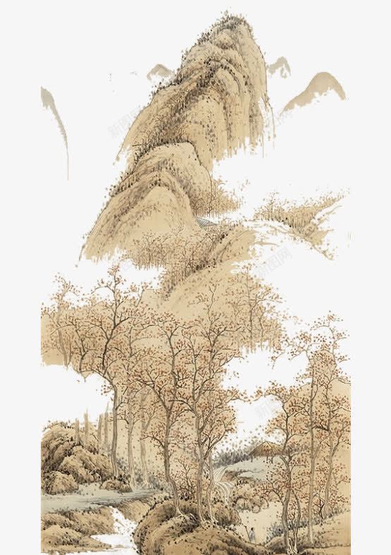 水墨画山png免抠素材_新图网 https://ixintu.com 中国风 国画 山 水墨画 水墨路