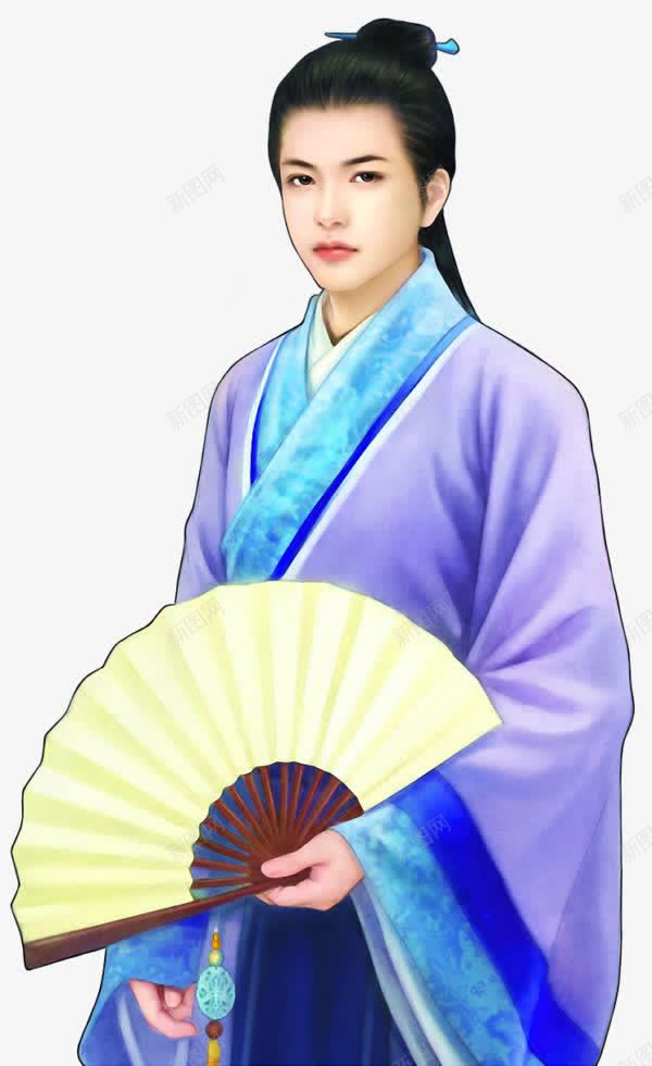 蓝衣古风手绘男子png免抠素材_新图网 https://ixintu.com 古风 手绘 男子 蓝衣