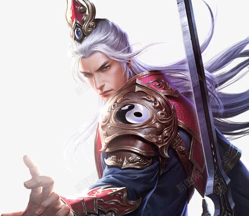 持剑的白发道士古风手绘海报背景png免抠素材_新图网 https://ixintu.com 古风 手绘 持剑 海报 白发 背景 道士 道术