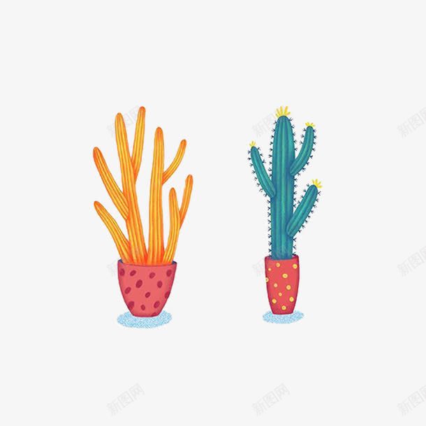 开着小花的仙人掌png免抠素材_新图网 https://ixintu.com 仙人掌 开花 彩绘 植物