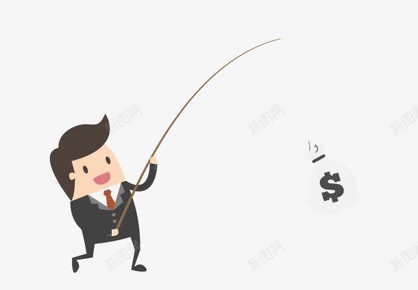 钓钱的人png免抠素材_新图网 https://ixintu.com 卡通 扁平化 手绘 钓钱PNG矢量图 钓钱免扣PNG图 钓钱矢量 钱