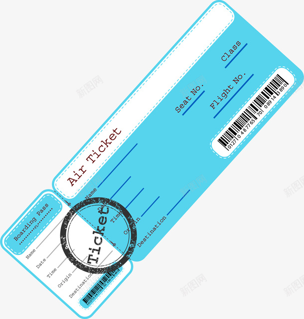 卡通旅游机票蓝色矢量图ai免抠素材_新图网 https://ixintu.com Ticket 免抠 免费PNG 免费下载 旅游 机票 矢量图